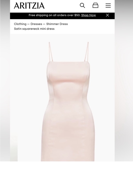 Aritzia Dresses & Skirts - Aritzia Blush Pink Satin Square-Neck Mini Dress